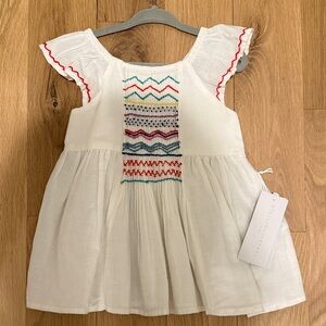 NWT Stella McCartney Kids White Dress with Multicolor Embroidery